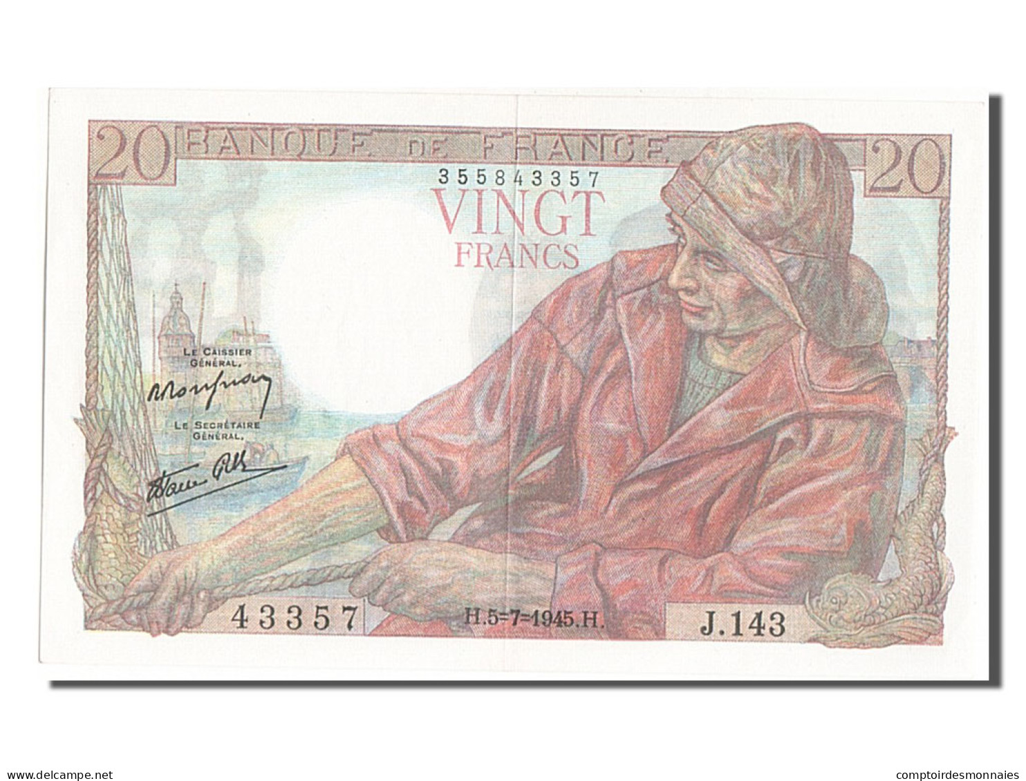 Billet, France, 20 Francs, 20 F 1942-1950 ''Pêcheur'', 1945, 1945-07-05, SPL - 20 F 1942-1950 ''Pêcheur''