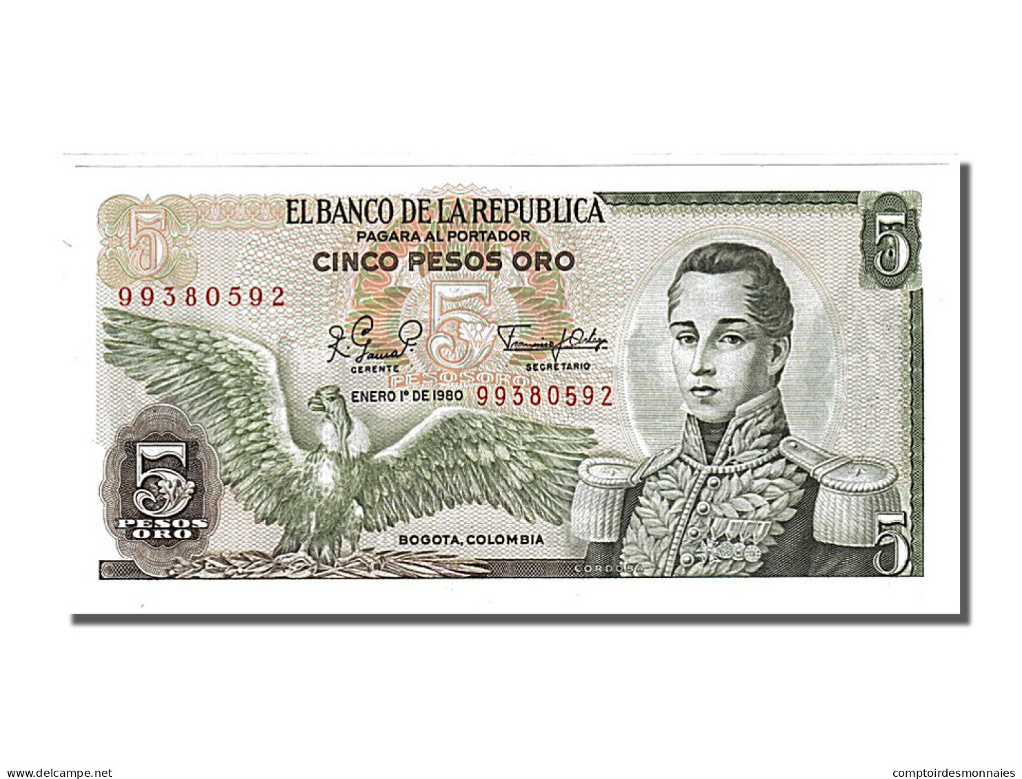 Billet, Colombie, 5 Pesos Oro, 1980, 1980-01-01, NEUF - Colombia