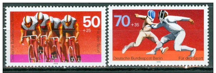 BERLIN - Komplettsatz Mi-Nr. 567 - 568 Sporthilfe Radsport Fechten Postfrisch - Neufs