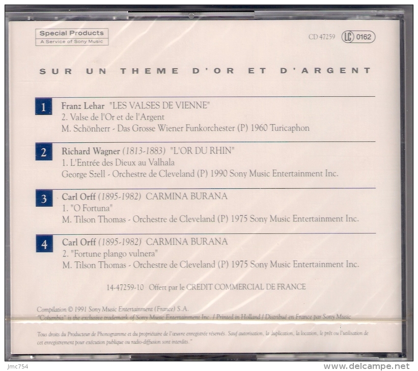 CD Musique Classique  SUR UN THEME D'OR ET D'ARGENT. CCF.  (devenu HSBC). - Klassik