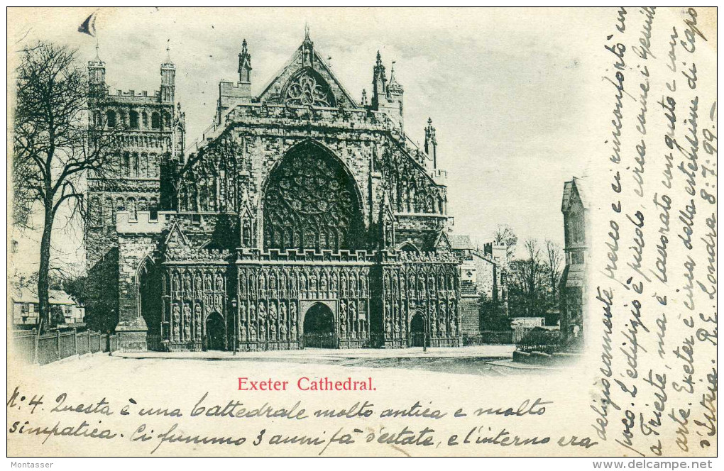 EXTERER. Cathedral. Posted For TRIESTE 8 Juli 1899. Stamp Intact. - Exeter