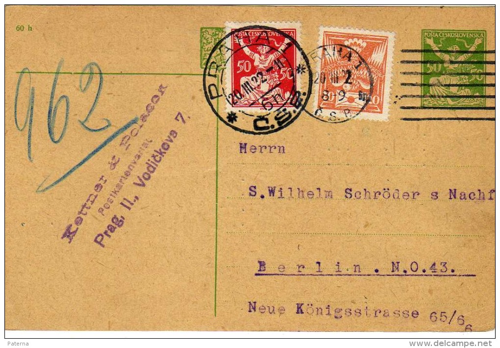 1388 Entero Postal Praha 1922 Checoslovaquia - Postales