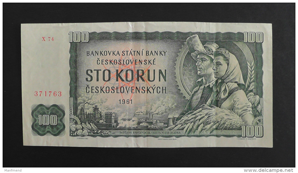 Czechoslovakia - P 91b - 100 Korun - 1961 - SN X74 371763 - VF - Look Scan - Tsjechoslowakije