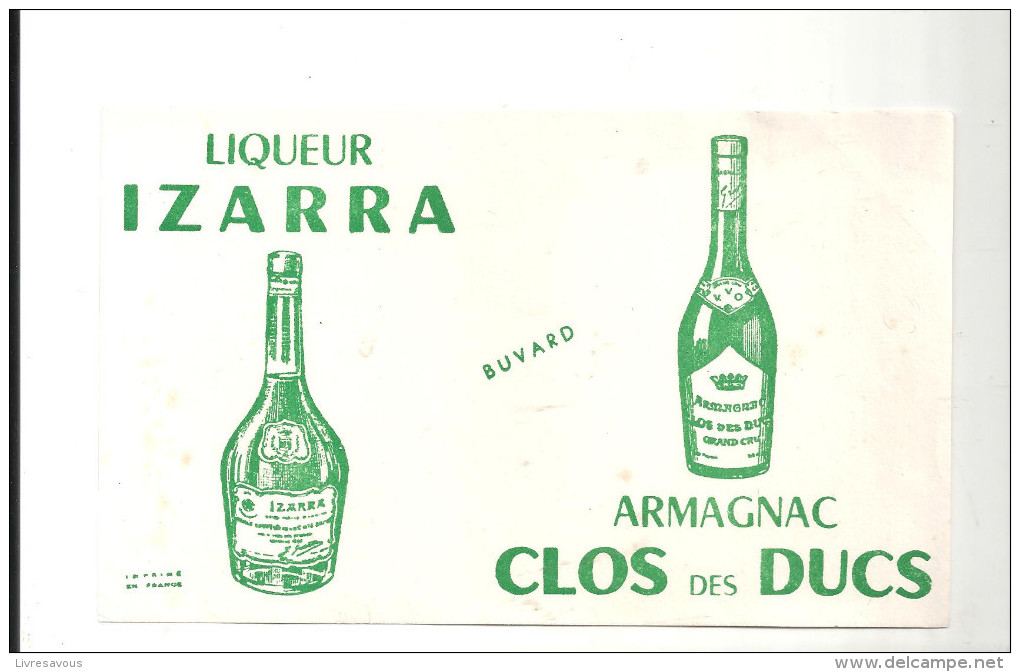 Buvard Liqueur IZARRA Et ARMAGNAC Clos Des Ducs Couleur Verte - Licores & Cervezas