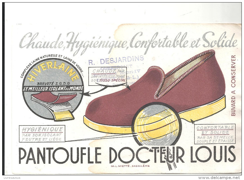 Buvard Pantoufle Docteur Louis Chaude Hygiénique, Confortable Et Solide - Chaussures