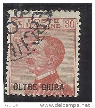 OLTRE GIUBA 1925 SOPRASTAMPATO D'ITALIA ITALY OVERPRINTED CENT. 30c USATO USED OBLITERE' - Oltre Giuba