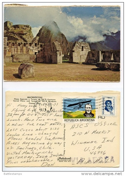 Peru 1971 Postcard Machu Picchu - Cuzco, Argentina Stamps - Perú