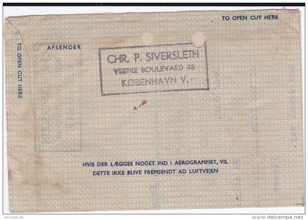 DANMARK - 1950 - LETTRE AEROGRAMME De COPENHAGUE Pour MAZAMET - RARE - Entiers Postaux