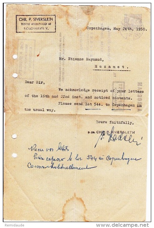 DANMARK - 1950 - LETTRE AEROGRAMME De COPENHAGUE Pour MAZAMET - RARE - Ganzsachen