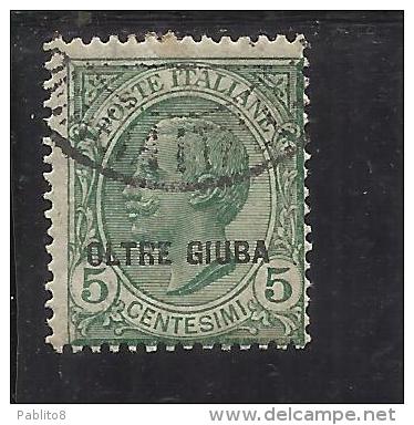 OLTRE GIUBA 1925 SOPRASTAMPATO D´ITALIA ITALY OVERPRINTED 5 CENT. TIMBRATO USED OBLITERE' - Oltre Giuba