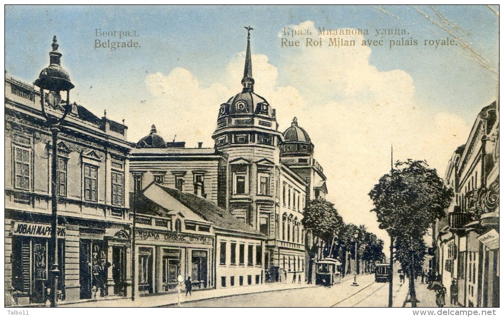 Belgrade - Rue Du Roi Milan Avec Palais Royale - (2 Scans,  Beau Timbre) - Yougoslavie