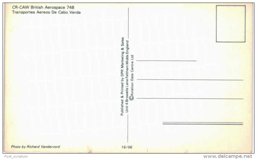 Thème -  Avion -   CR CAW Brith Aerospace 748 - Transportes Aereos De Cabo Verde - Cap Vert - Format 8.5*14  Cm - - 1946-....: Moderne