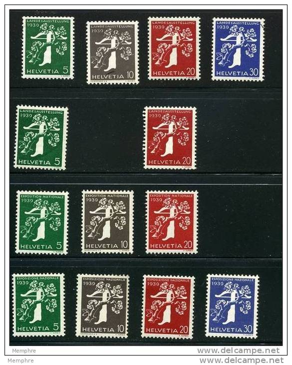 SUISSE  1939 Exposition Nationale Suisse 13 Différents Voiir Description Trace De Charnière - Neufs