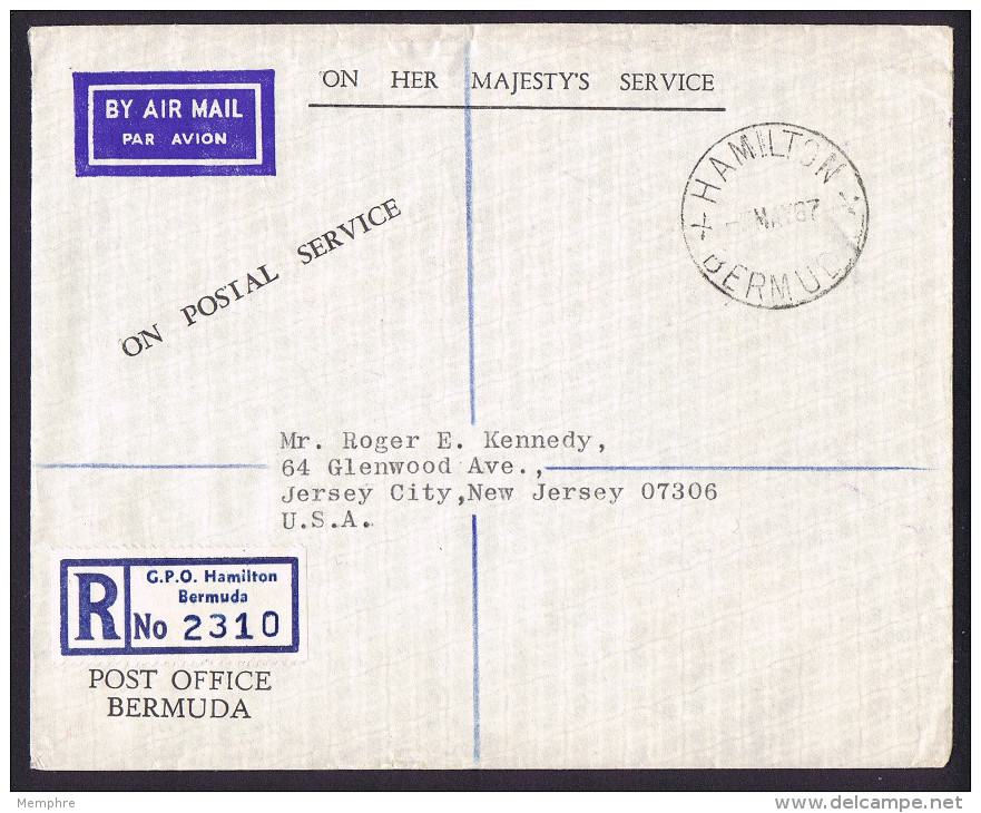 1967 Registered Philatelic Bureau Letter To USA  No Stamps - Bermuda