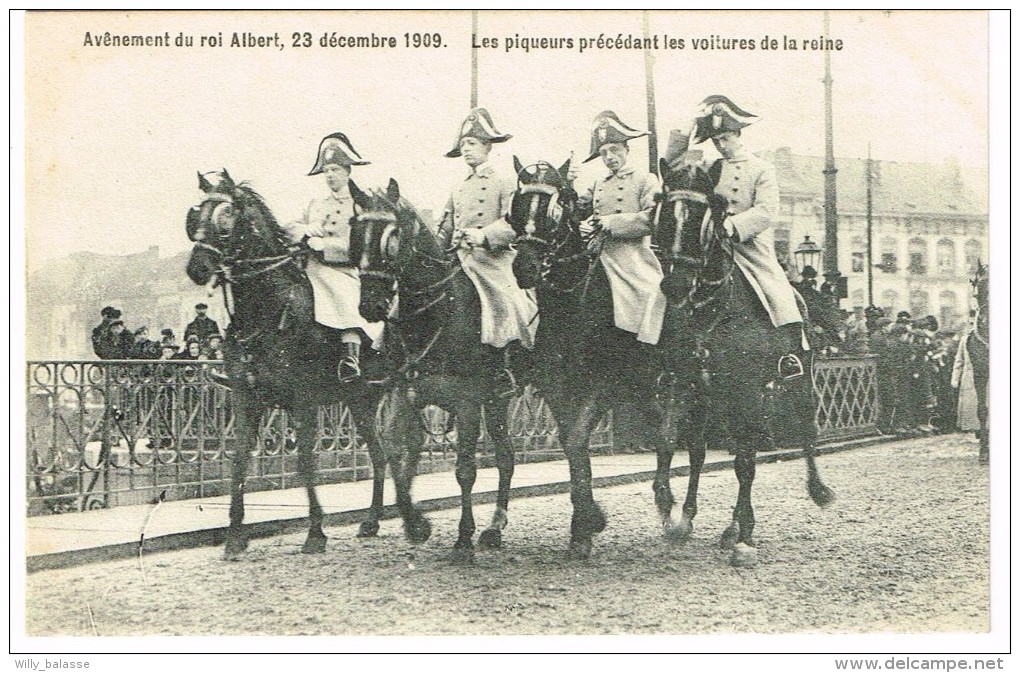 "Avênement Du Roi Albert 23 Décembre 1909 - Les Piqueurs Précédant Les Voitures De La Reine" - Feesten En Evenementen