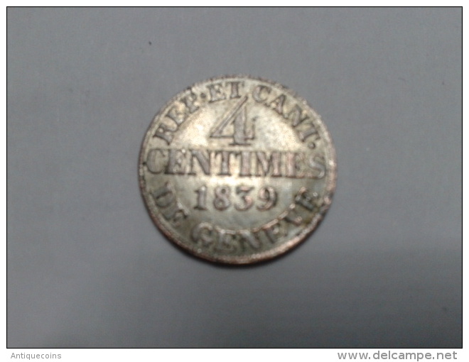 CANTON DE GENEVE ; 4 CENTIMES 1839 - Otros & Sin Clasificación