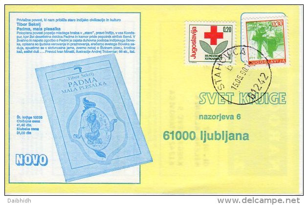 YUGOSLAVIA 1990 Commercial Postcard With  Red Cross Week 0.20d Tax Perforated 12½.  Michel ZZM 178A - Beneficiencia (Sellos De)
