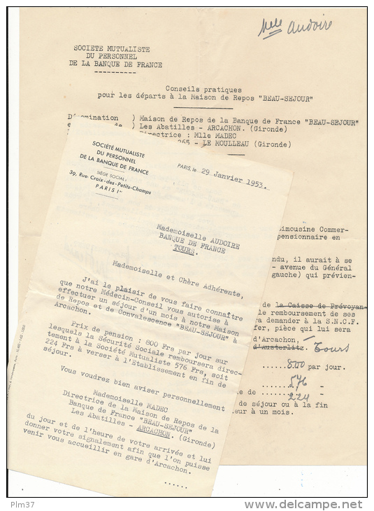 ARCACHON - "Beau Séjour" - Suite de 8 Cartes Photos + 2 Documents - Maison de Repos de la Banque de France