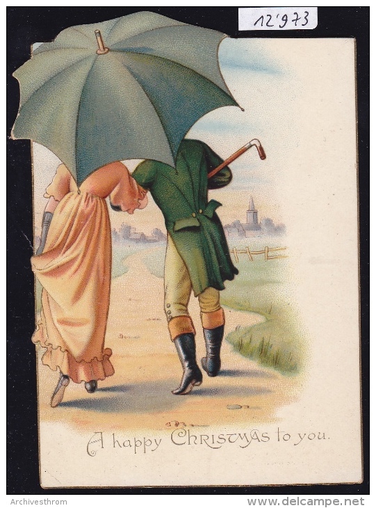 Happy Christmas Umbrella Goes Out The Card ; Poem Of F. M. Chettle (scan Verso) (12´973) - Autres & Non Classés