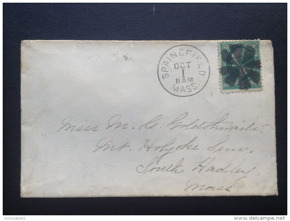 George Washington 3 Cents Issue On Cover, Circa 1870s. Springfield, MA. Cancel - ...-1900