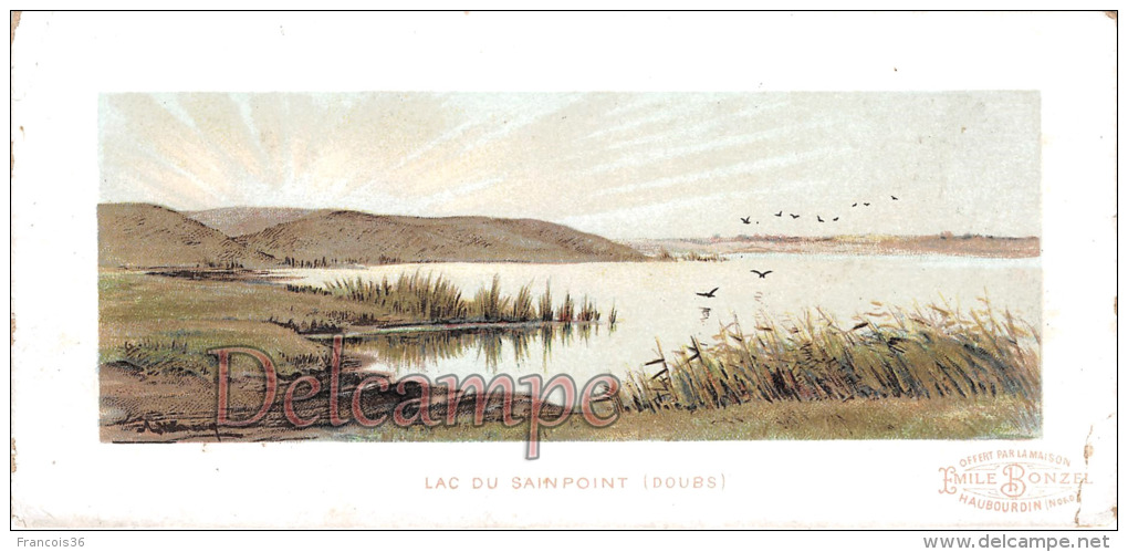 Chromos Offert Par La Maison Emile Bonzel / Haubourdin - Illustration Du Lac De Sainpoint Doubs - Coin Inférieur Droit - - Autres & Non Classés