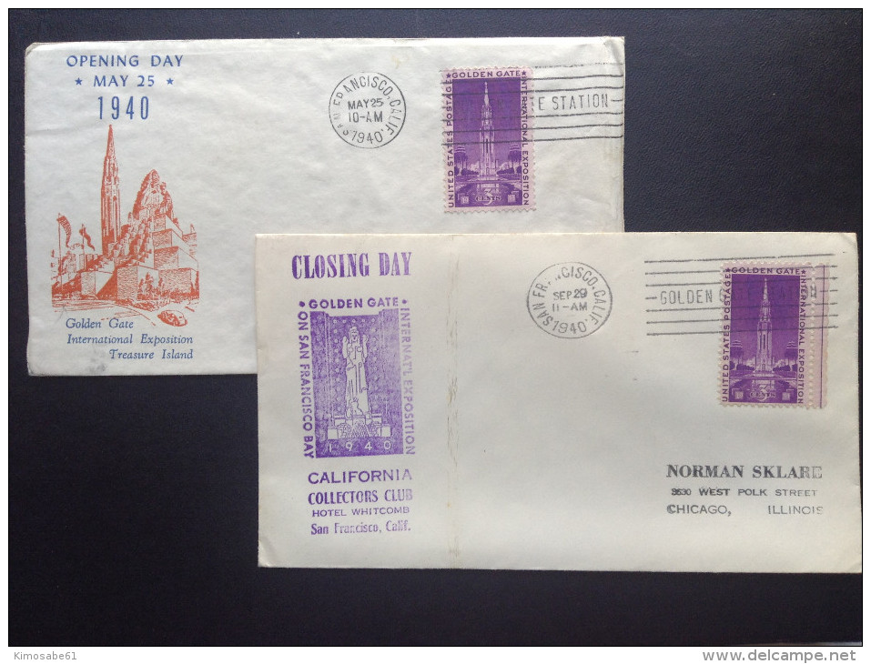 US, 1940 FDCs (x2) - Opening Day / Closing Day, Golden Gate International Exposition FDCs - 1851-1940
