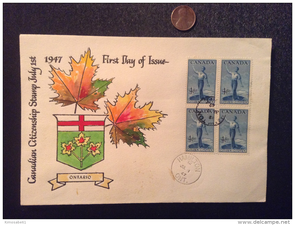 Canada, 1947 Limited Edition FDC - Canadian Citizenship Stamp First Day Of Issue - ....-1951