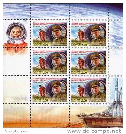 Russia 2001 Titov Space Minisheet MNH - Rusia & URSS