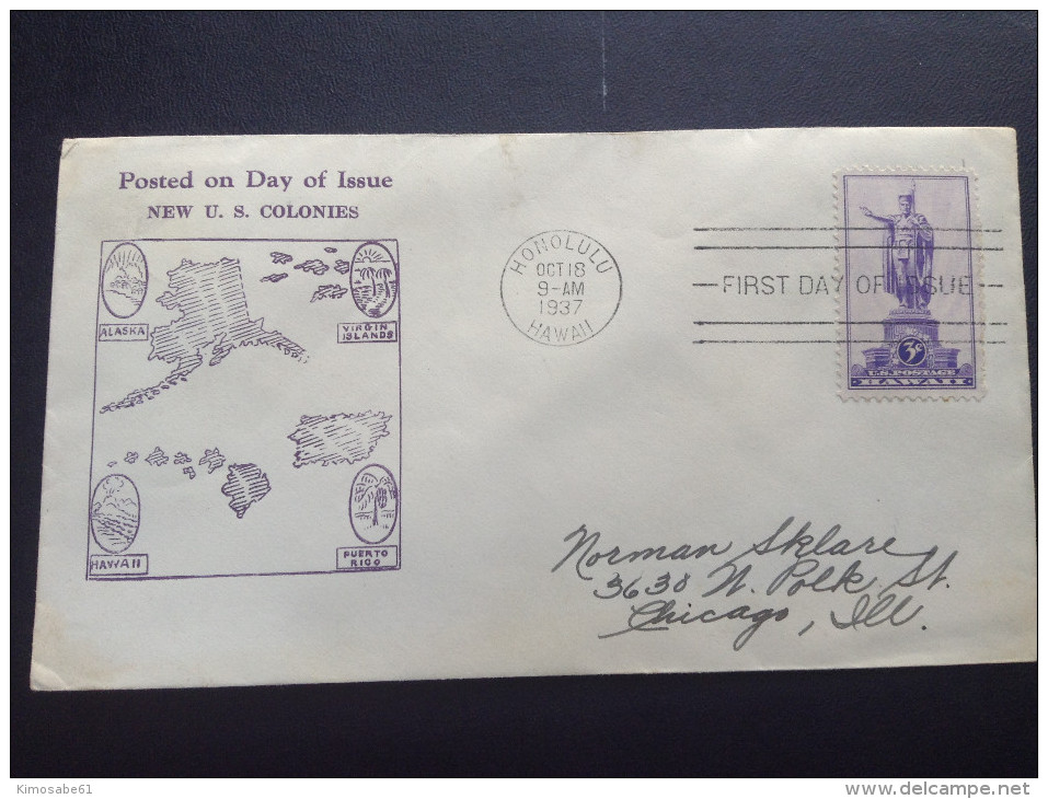 US, 1937 FDC - New U.S. Colonies,  First Day Of Issue - 1851-1940