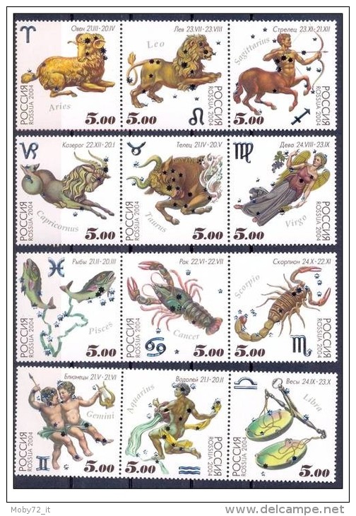 Russia - 2004 - Usato/used - Zodiaco - Mi N. 1155/66 - Used Stamps