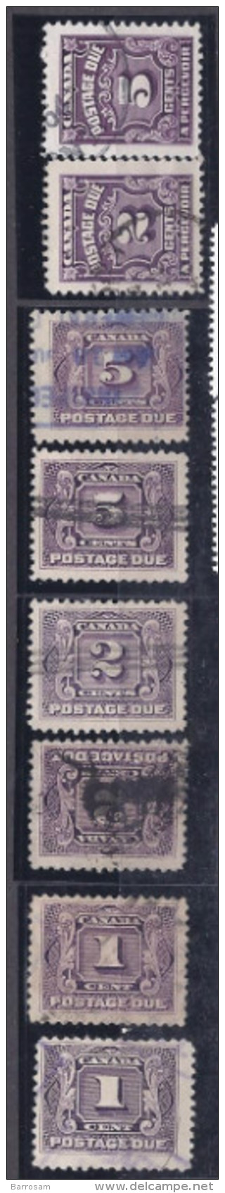 Canada1906-30:Lot Of 8postage Dues,including Paper Varieties Cancelled - Port Dû (Taxe)