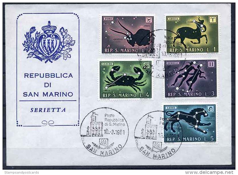 San Marino Signes Du Zodiaque Astrologie Lettre 1981 Signs Of Zodiac Astrology Cover 1981 - Astrologie