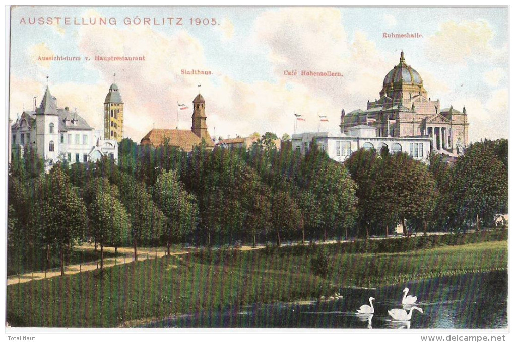 Görlitz Schlesien Ausstellung 1905 Color Panorama Aussichtsturm Hauptrestaurant - Görlitz