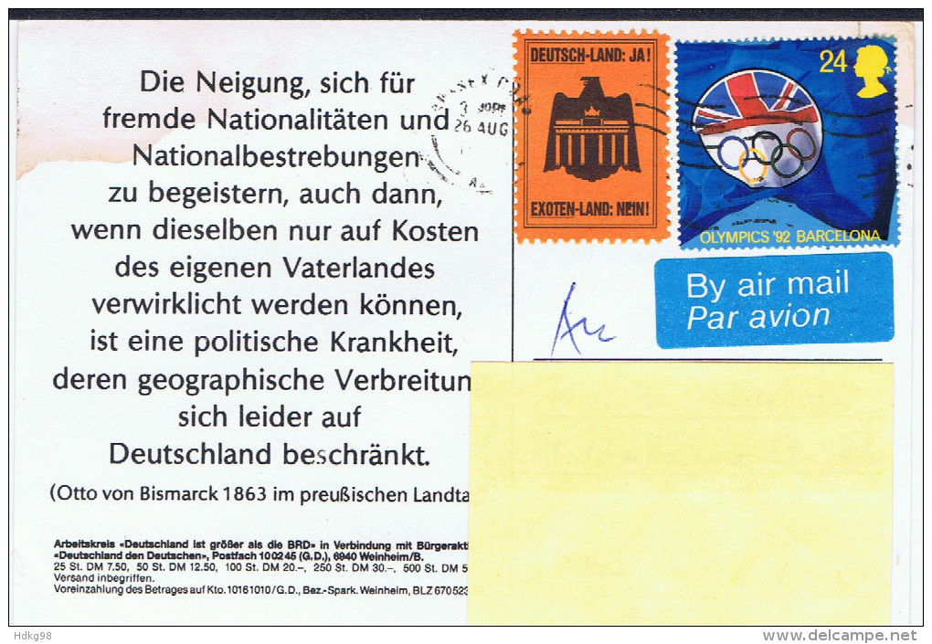 GB Großbritannien 1992 Mi 1402 Olympia - Storia Postale