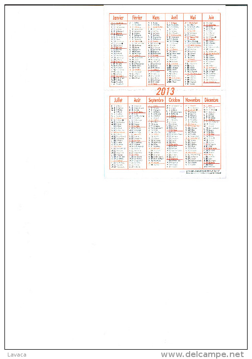 Calendrier De Poche 2013 ILE DE LA REUNION - Député Jean Jacques VLODY - Tamaño Pequeño : 2001-...