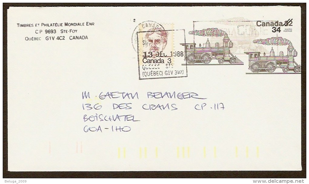 Canada Circa 1985 Steam Train Stationery U118 Used - Grand Trunk Railway - 1953-.... Reign Of Elizabeth II