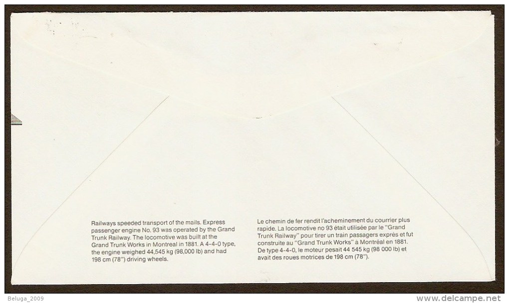 Canada Circa 1985 Steam Train Stationery U118 Used - Grand Trunk Railway - 1953-.... Reign Of Elizabeth II