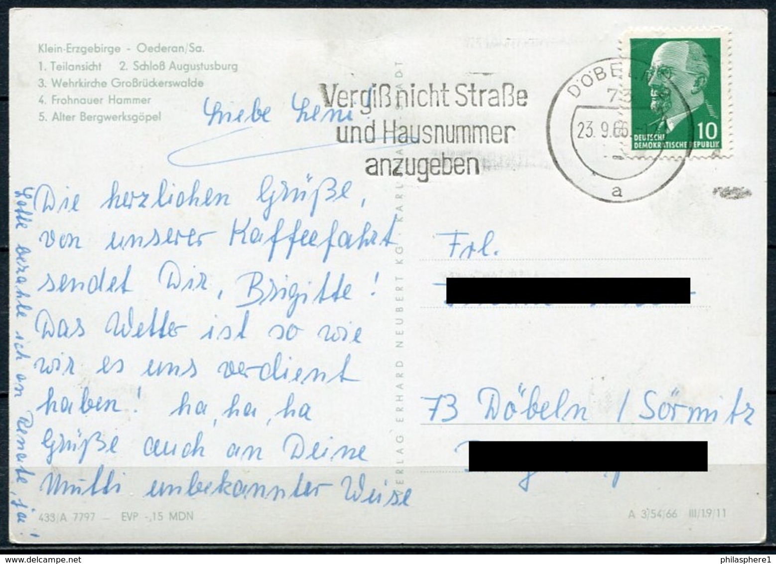 (0964) Oederan / Klein-Erzgebirge / Mehrbildkarte - Gel. 1966 - DDR - Oederan