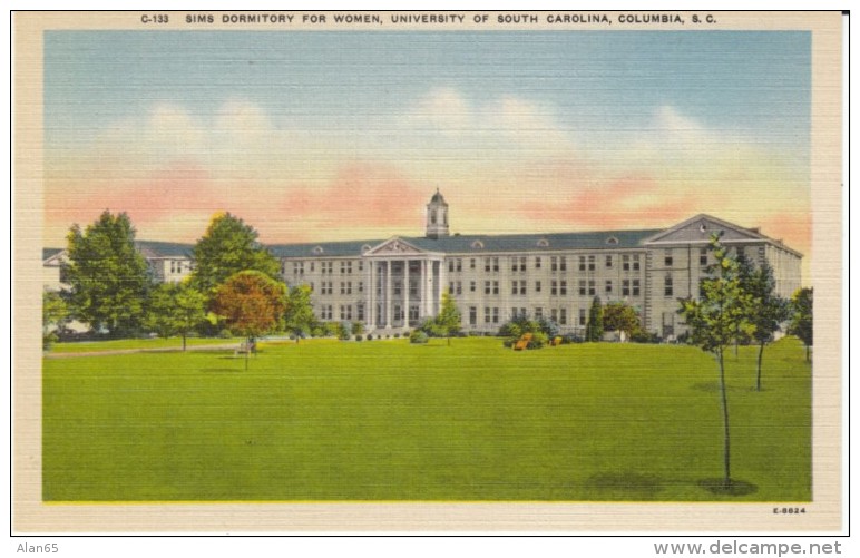 Columbia SC South Carolina, University Of South Carolina Women's Dormitory, C1930s/40s Vintage Postcard - Columbia