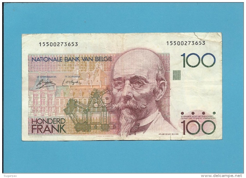 BELGIUM - 100 FRANCS - ND ( 1978 - 81 ) - P 140 - Sign. ( 3 - 9 ) Only On FACE - HENDRIK BEYAERT - BELGIE BELGIQUE - 100 Francos