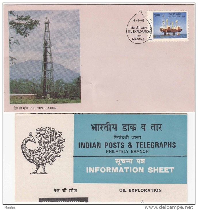 FDC + Information On Oil Exploration, Energy, India 1982 - Aardolie