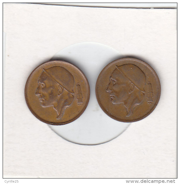 2 X 50 CENTIMES Bronze Baudouin I 1966 FR Et 1973 FL - 50 Centimes