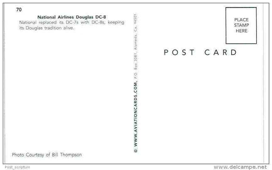 Thème -  Avion - Aviationcards 70 - National Airlines Douglas DC 8 - Format 8.5*13.5  Cm - - 1946-....: Moderne