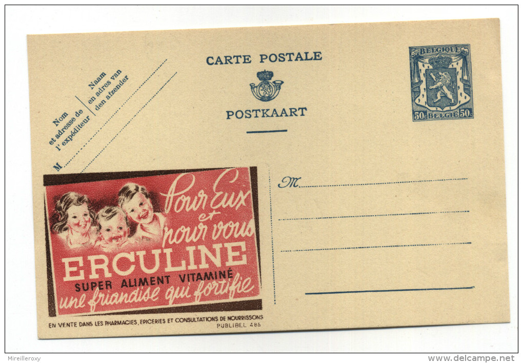 ENTIER POSTAL BELGIQUE PUBLIBEL N° 485 ALIMENT  VITAMINE DE BEBE ERCULINE - Publibels