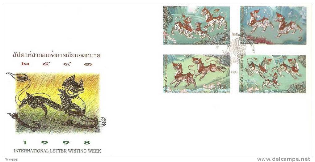 Thailand -1998 International Letter Writing 1998 Commemorative Stamps FDC - Thailand