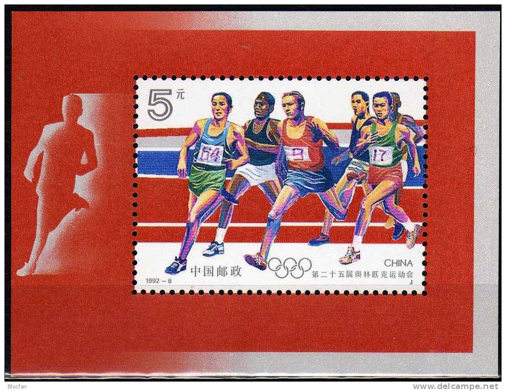 Barcelona 1992 China 2434+Block 60 ** 6€ Sommer-Olympiade Kämpfer Im Marathon-Lauf Hoja S/s Summer-olympics Bloc Bf CINA - Leichtathletik