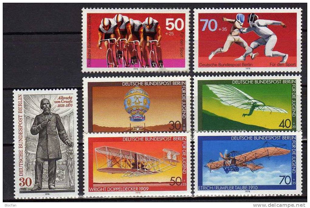 II. Quartal 1978 Luftfahrt Sport Charite-Arzt Graefe Berlin 563-569 O 7€ Fechten Radsport Used Stamps Set Of Germany - Lots & Kiloware (mixtures) - Max. 999 Stamps