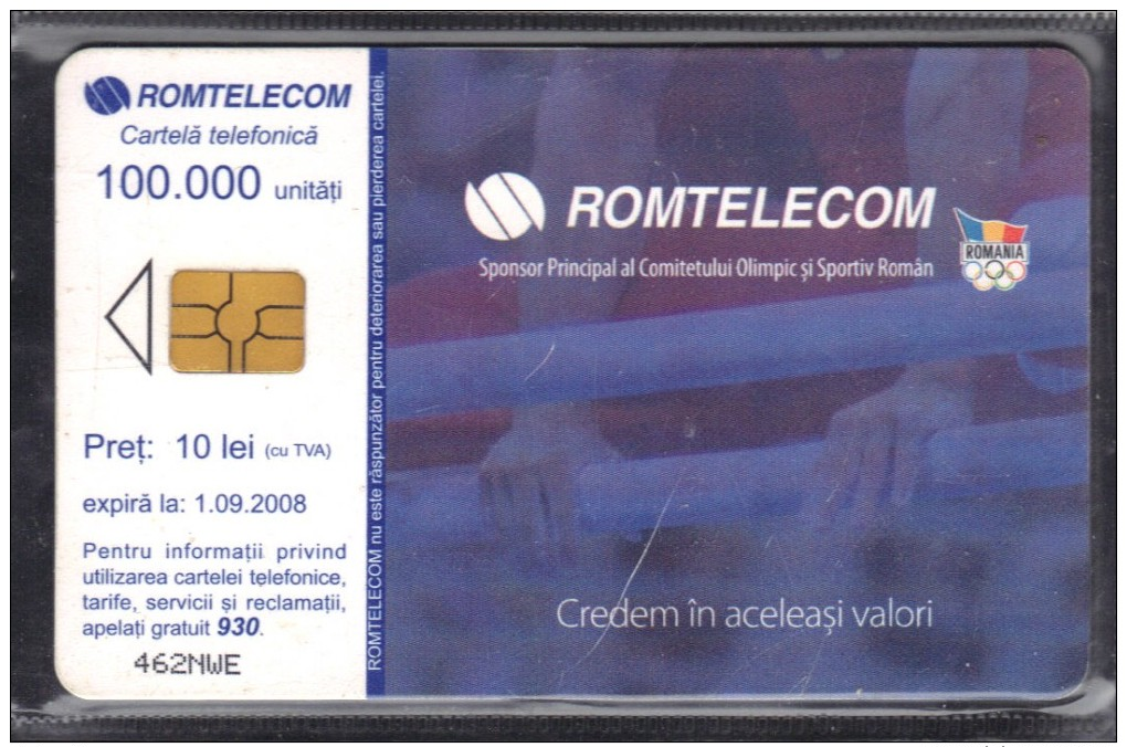 Romania, Phonecard, Romtelecom, Sport, Olympics, Gymnastics, Men, Parallel, Decision, 10lei, Exp. 2008 - Sport