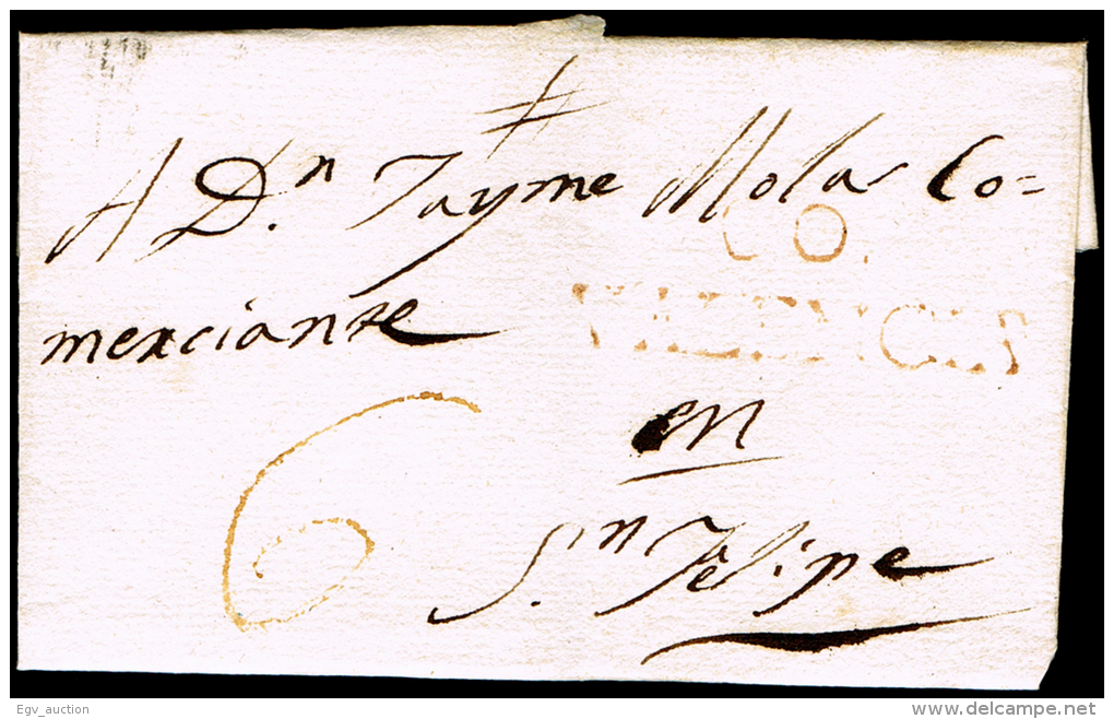 ALICANTE PREF. - CONCENTAINA P.E. 1 R - CARTA CIRC. A JATIVA - PORTEO 6 - ...-1850 Prephilately