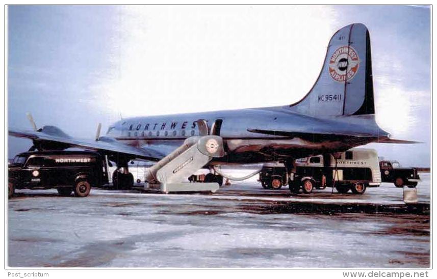 Thème -  Avion - Aviation Postcards 201 -  Northwest Airlines Douglas DC 4 - Format 8.5*13.5  Cm - - 1946-....: Moderne